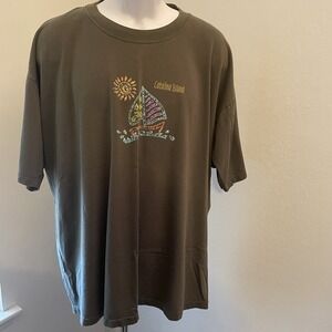 VINTAGE Catalina Island All sports Tag Green Sailboat Vacation Size XXL